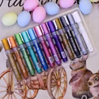 Ручки для рисования, акриловые маркеры ZSCM, 12 цветов, художественные маркеры для Хэллоуина, искусственная роспись, металлические камни, краска на деревянные ломтики