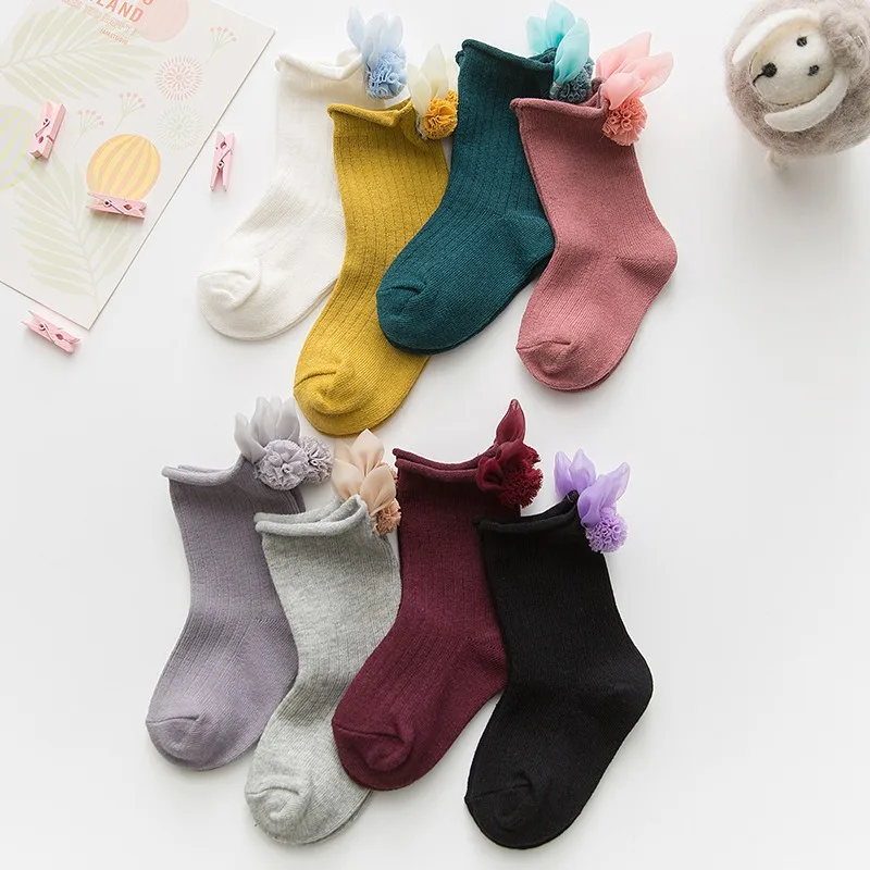 Мягкие хлопковые носки с бантом для маленьких девочек Носки младенцев