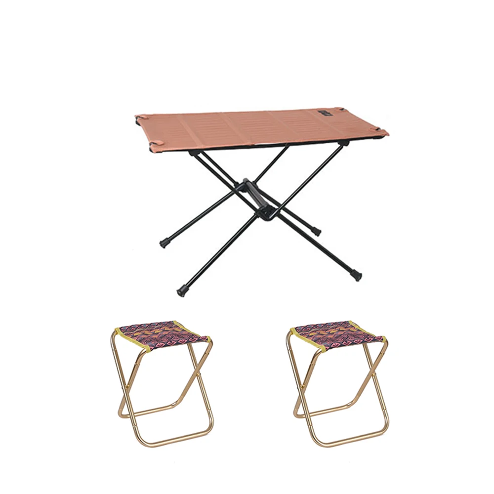 Outdoor folding table ultra light aluminum alloy cloth table portable camping picnic barbecue table stool