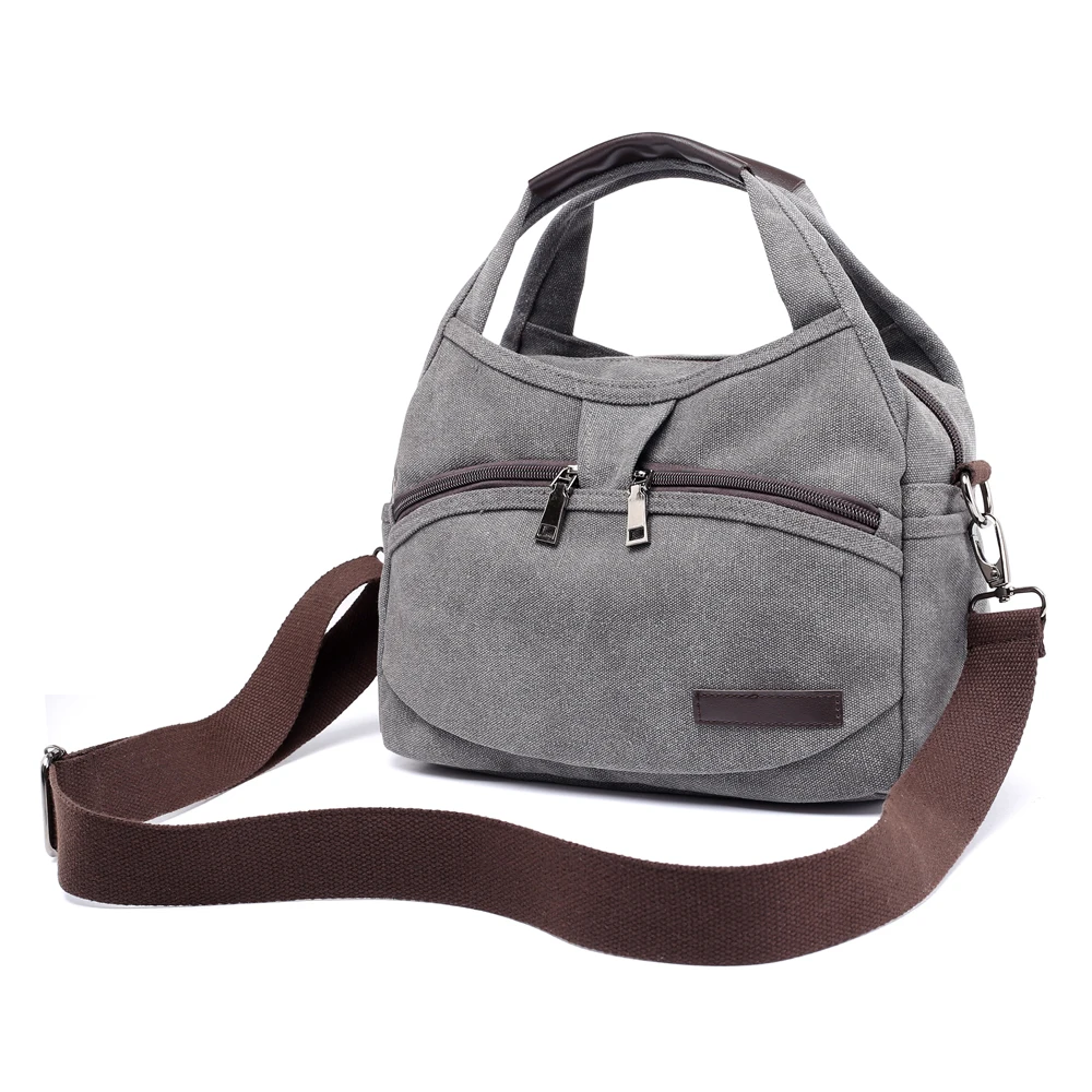 

Холщовые сумки-Хобо для женщин, дамские сумочки на одно плечо, винтажные однотонные тоуты через плечо с несколькими карманами