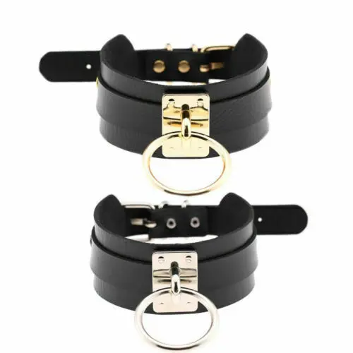 New Fashion Punk Gothic Wide PU Leather O Ring Collar Choker Necklace Women |