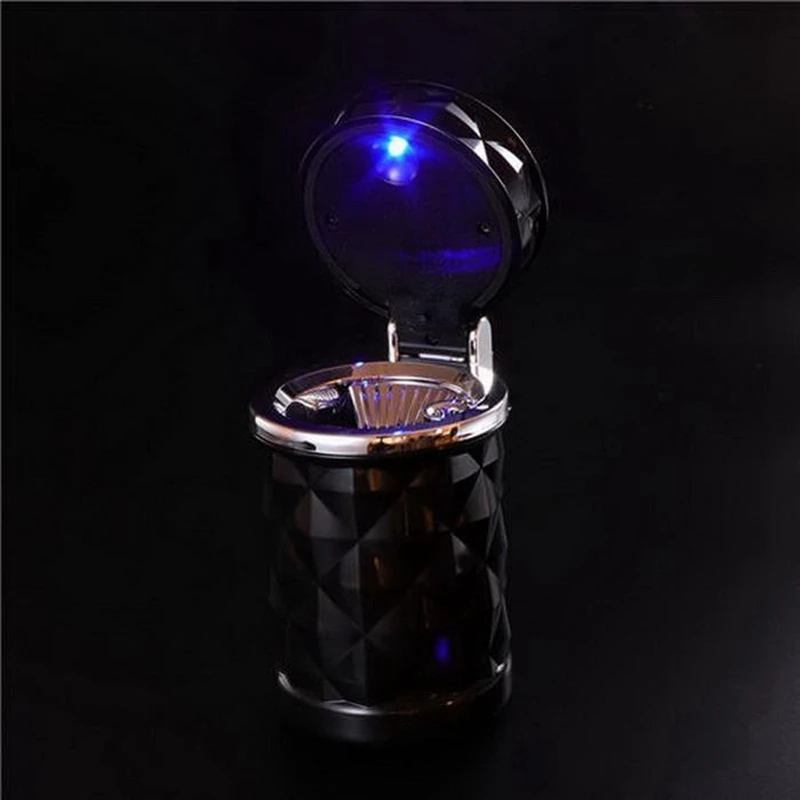 

Portable Auto Car Truck LED Cigarette Smoke Ashtray Blue LED Light Smokeless Holder Anti-slip Rubber