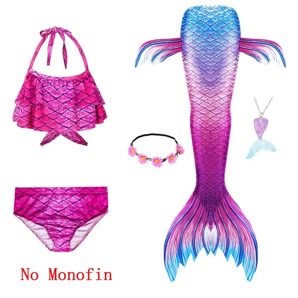 

NEW!Girl's Mermaid Costumes Mermaid Tails For Swimming Costume With Monofin Flipper for Kids summer Dress Bikini swimmable Suit