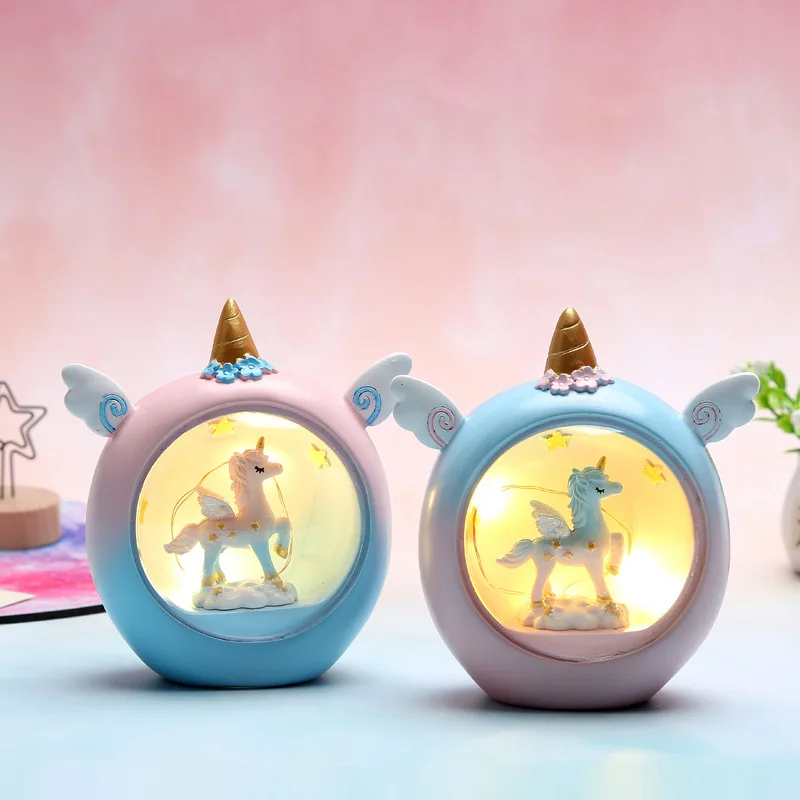 Kawaii Единорог светодиодный ночсветильник игрушка мультфильм аниме Фигурки