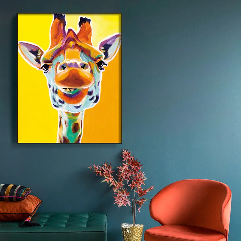 

Wall Art Canvas Painting Nordic Colorful Giraffe Poster Modern Animal Prints Pictures for Kids Living Room Home Decor