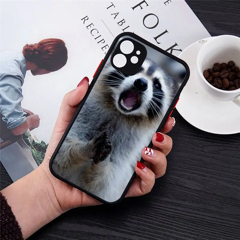 

cute lovely Animal Raccoon Fox Phone Case Matte Transparent for iPhone 7 8 11 12 s mini pro X XS XR MAX Plus cover funda