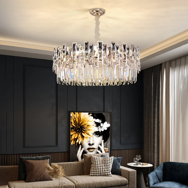 

Foyer Lustre K9 Crystal E14 Led Pendant Light Modern Parlor Luxury Gold Pendant Lamp Round Hanging Lamp Led Indoor Lighting