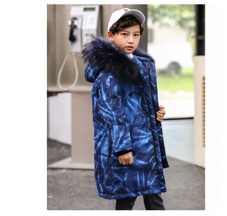 ZQLZ/новая детская зимняя куртка теплое пальто с капюшоном и натуральным мехом