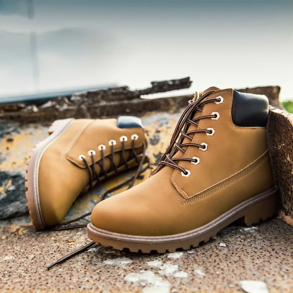 Брендовые мужские ботинки кожаная зимняя теплая обувь мотоциклетные ботильоны