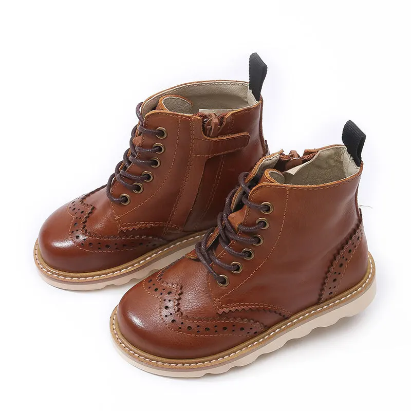 Dolakids High-end customized children's Martin boots vintage handmade cowhide leather girl short boy single | Мать и ребенок