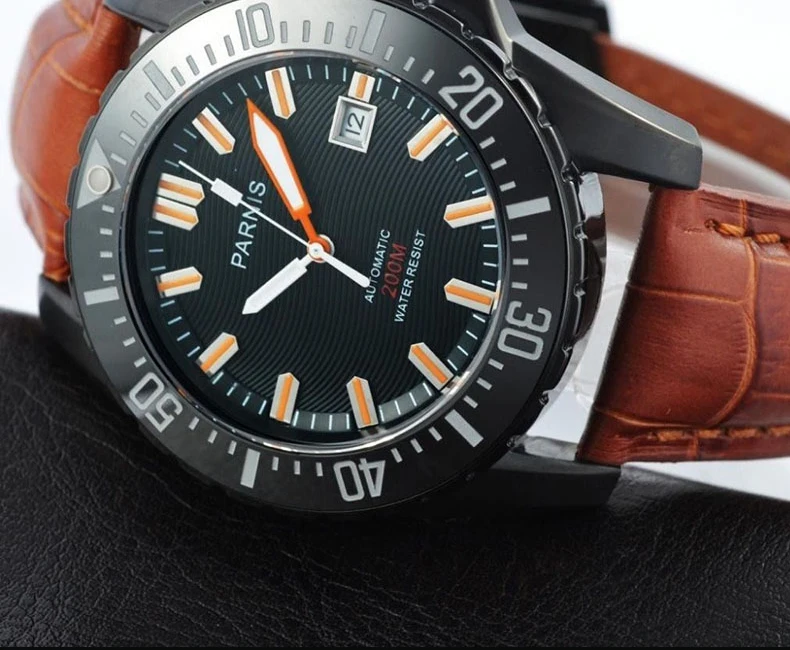 44 мм Parnis механические часы Мужские автоматические Diver водонепроницаемые 200 м металлические механические часы сапфир Mirrow Miyota 8215 Move Мужские t