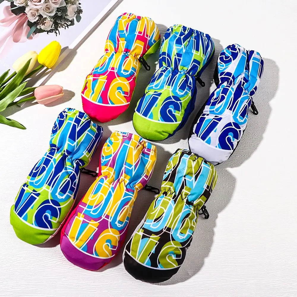 

Fashion Windproof Cartoon Children Boys Girls Waterproof Thick Warm Sports Mittens Kids Ski Gloves