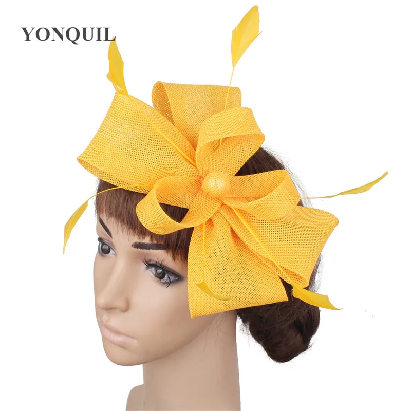 

White Millinery Fascinator Feather Hair Accessories Women Cocktail Party Headwear Decorative Clips Imitation Sinamay Headpieces