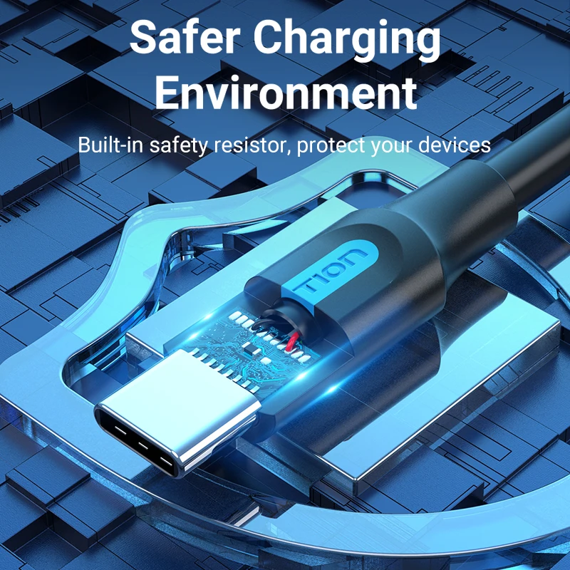 Фото Vention Тип C двойной USB с блоком питания 3A кабель для быстрой зарядки и передачи Vention Тип C двойной USB с блоком питания 3A кабель для быстрой зарядки и передачи