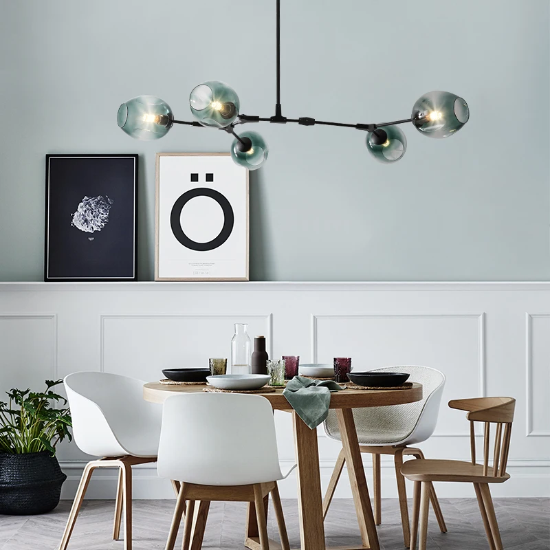 Lámpara colgante de cristal con luces Led, luminaria moderna de estilo nórdico, para comedor, cocina, accesorios de iluminación