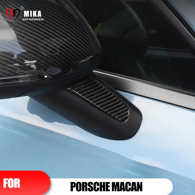 

2PCS For Porsche Macan Genuine Carbon Fiber Side Rearview Mirror Protection 3D Sticker Vehicle Repair Exterior Decal Decorative
