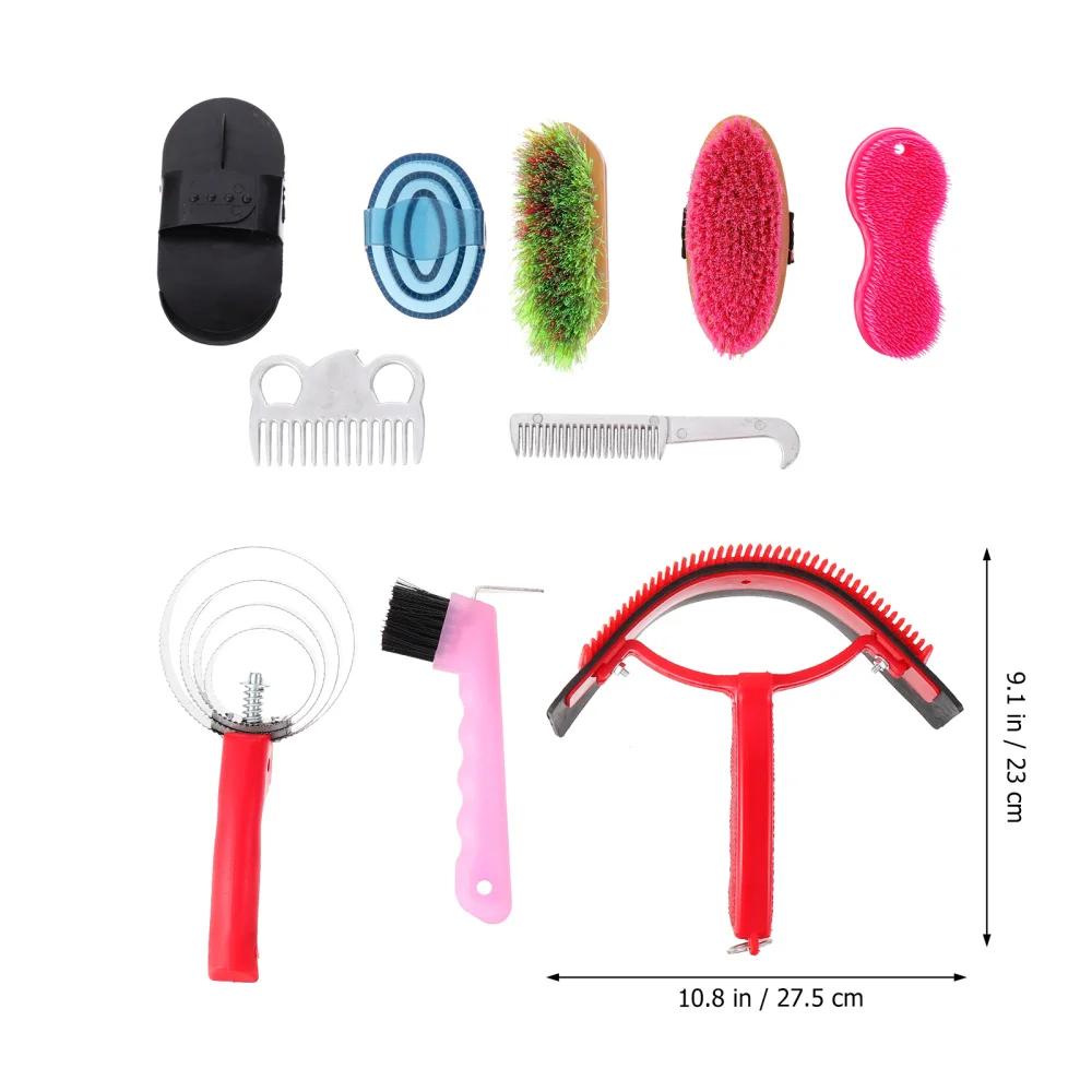 

10pcs Comfort Grip Spring Curry Comb Set Horse Cleaning Set (Random Color)