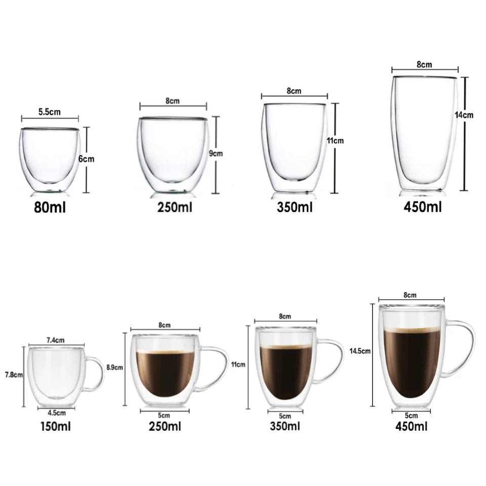 Термостойкая стеклянная кружка с двойными стенками дорожные двухслойные