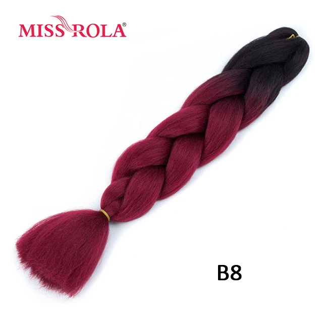 Miss Rola, большие синтетические косы, волосы, 100 г, 24 дюйма, высокотемпературное волокно, Джамбо, волосы для наращивания, Омбре, вязанные крючком, косички - Цвет: B8
