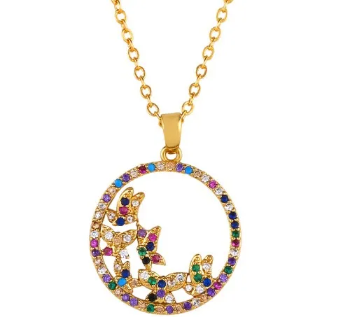 Ожерелье-чокер tg34 с кулоном-бабочкой многоцветное ожерелье кубическим цирконием