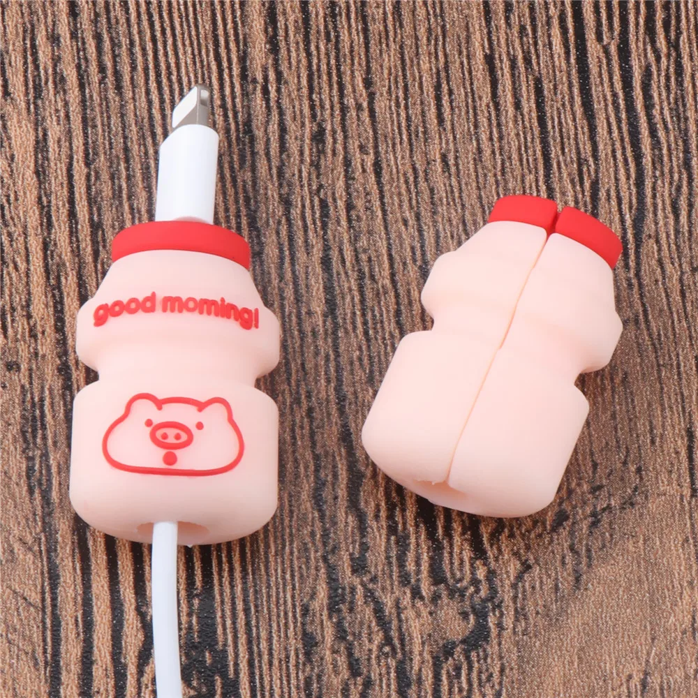 Милая защита для кабеля с рисунком напитков мягкий силиконовый мультяшный