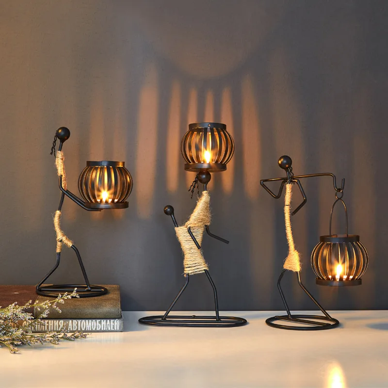 

Home Decoration Creative Candle Holder Iron Kitchen Restaurant Romantic Candlestick Christmas Halloween Bar Party House Ornament