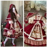 little red riding hood lolita christmas new year red cloak girl op long sleeve dress gothic lolita dress kawaii clothing