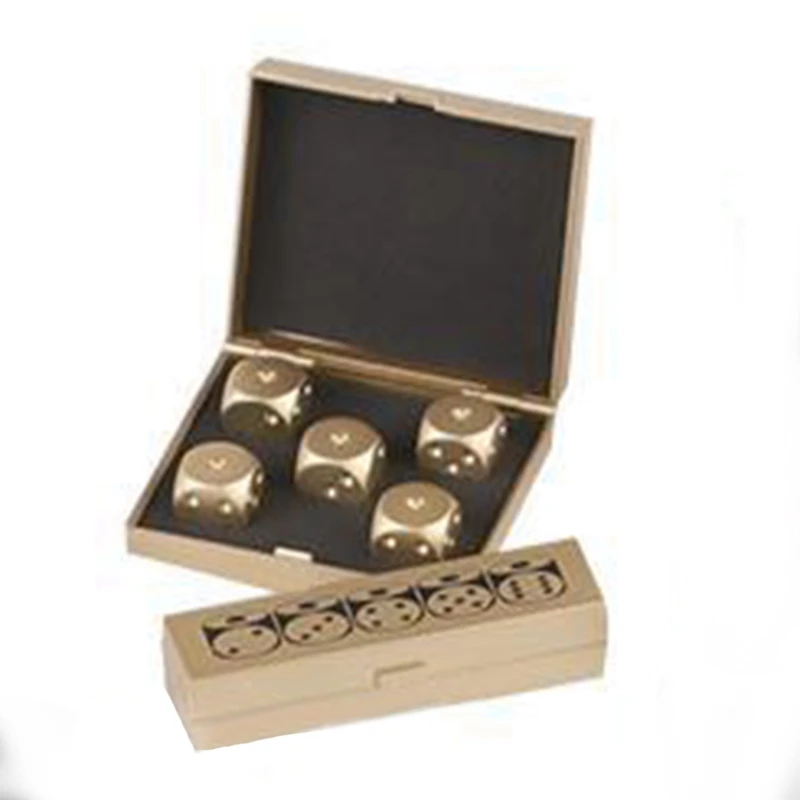 

Aluminum Alloy Dice Games 5 Pieces 15mm Metal Dices with Rectangular Case 6 Sided Dice for Party Drinking Games