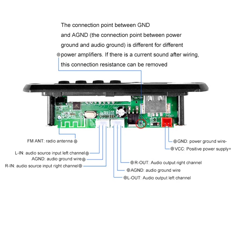 Bluetooth decoder 6V/18V 25W*2 5.0 USB TF AUX MP3 lossless decoding Stereo with color screen power amplifier FLAC | Электроника