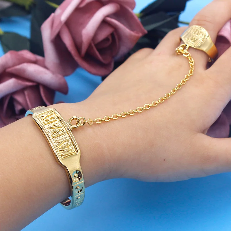 JH новая мода с открытыми пальцами Очаровательные золотистые детский браслет на