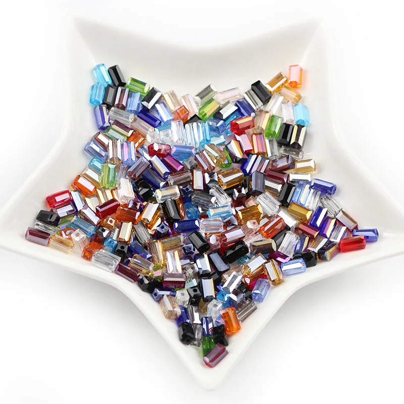 Бусины MKTREG квадратные Австрийские из чешского хрусталя, 4 х8 мм, для рукоделия, аксессуары «сделай сам», жемчуг, 50 шт., стеклянные бусины россыпью