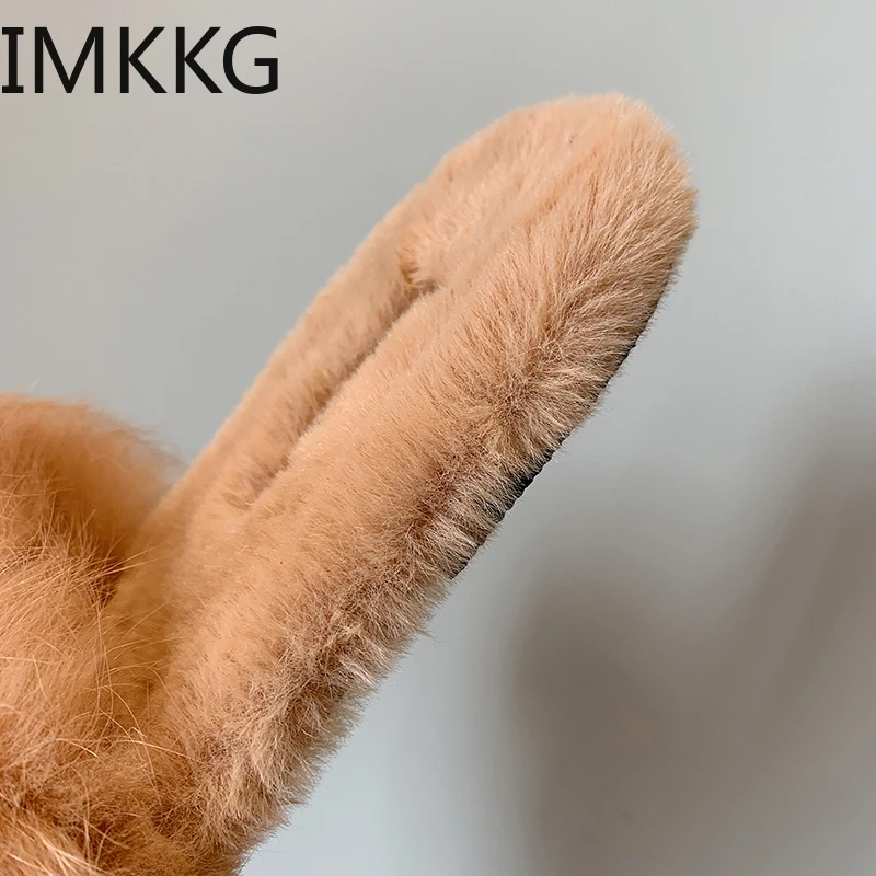 Натуральный мех Для женщин Комнатные тапочки Новые их меха под кролика домашние