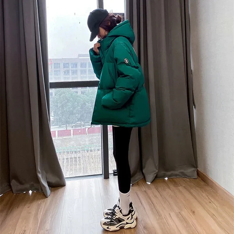 

Feerldi повседневное пуховое пальто Женская пуховая куртка зимняя белая парка для женщин толстовка на молнии Свободная верхняя одежда ветровк...