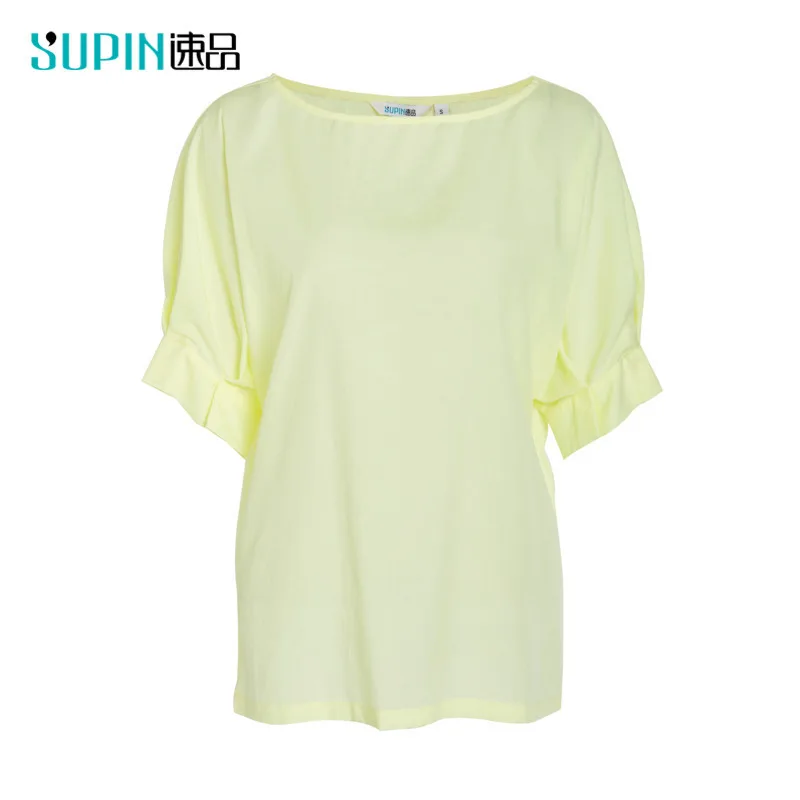 SUPIN женская футболка с коротким рукавом однотонная винтажная простая