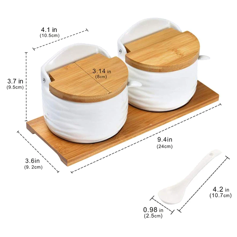 Керамическая сахарница с крышками и ложками-фарфоровый контейнер для приправы