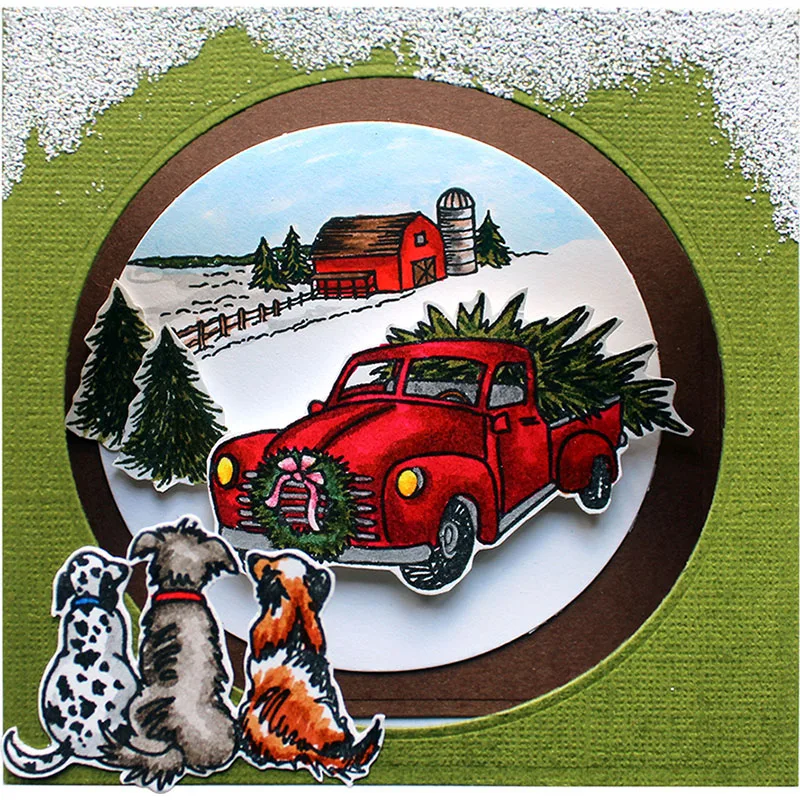 

Clear Stamps Drive Christmas home with Doggies Transparent Stamp for DIY scrapbooking Album Crafts Cards Decoration New 2019