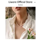 Женское Ожерелье с белым жемчугом и бусинами