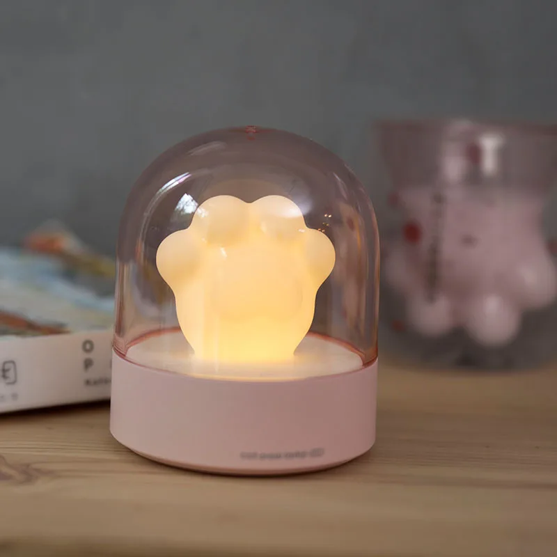 LED Night Light Music Lamp Innovative Cat Paw USB Rechargeable Dimmable Warm Nightlight Lamp Music Box For Bedroom Bedside light