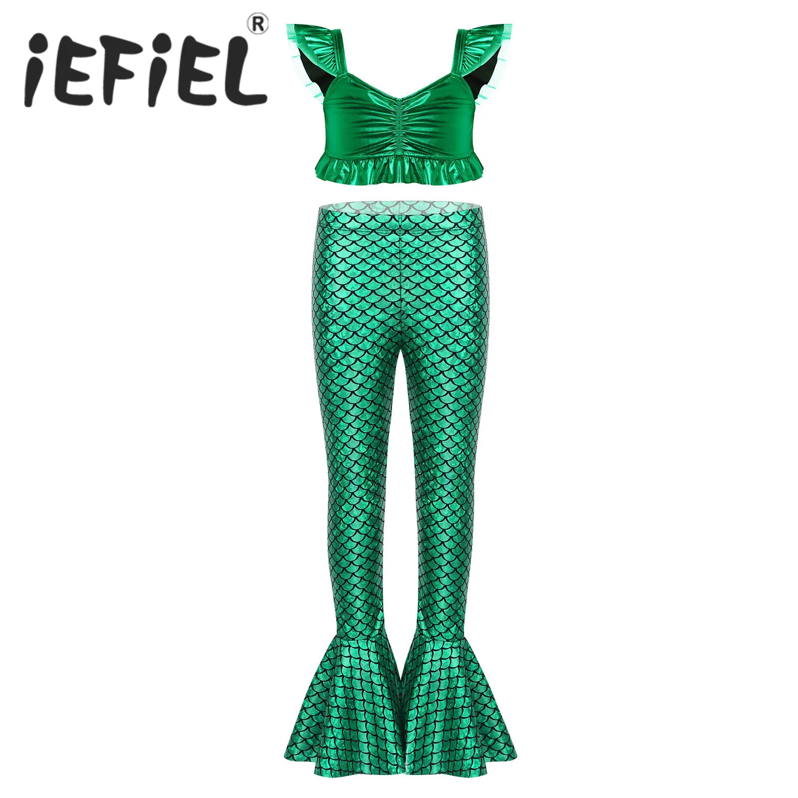 Детский костюм Русалочки для маленьких девочек короткий топ с рукавами