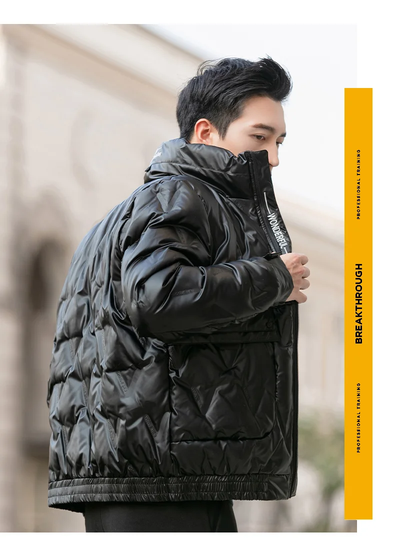 Winter men down jacket  light-sensitive fabric with 80% white duck down warm down jacket stylish think and warm mens coat