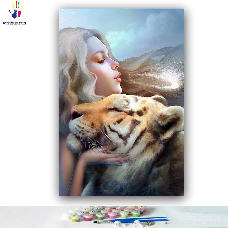 

Набор для рисования по номерам "Тигр и красота", картинки для раскраски