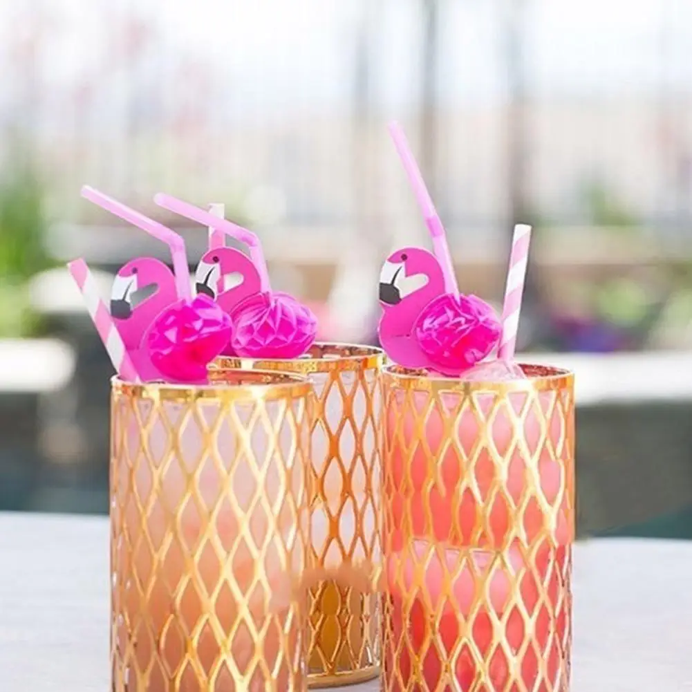

50Pcs Bendable Flamingo Cocktail Drinking Straws Hawaiian Wedding Party Supplies