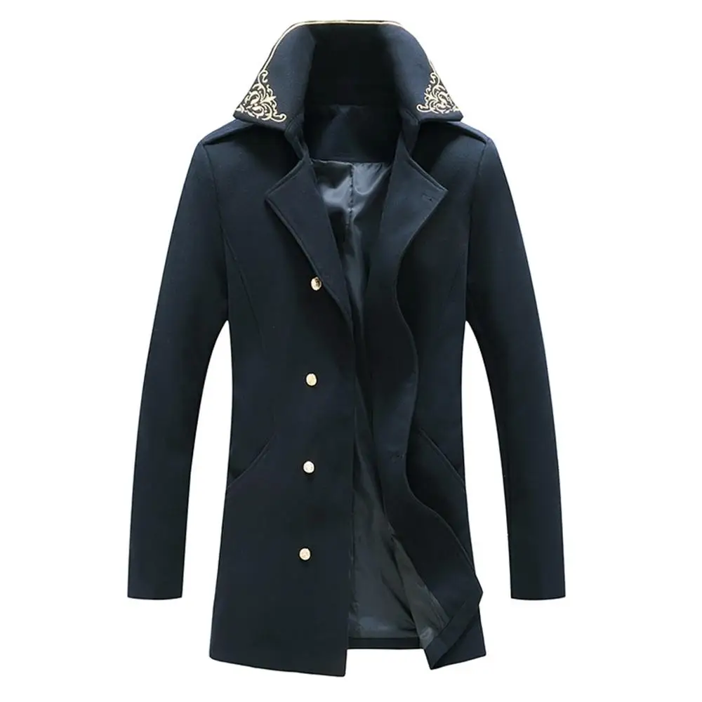 Yunclos зимняя куртка Для мужчин ветровка плащ-Тренч длинное однотонное Цвет лацкан