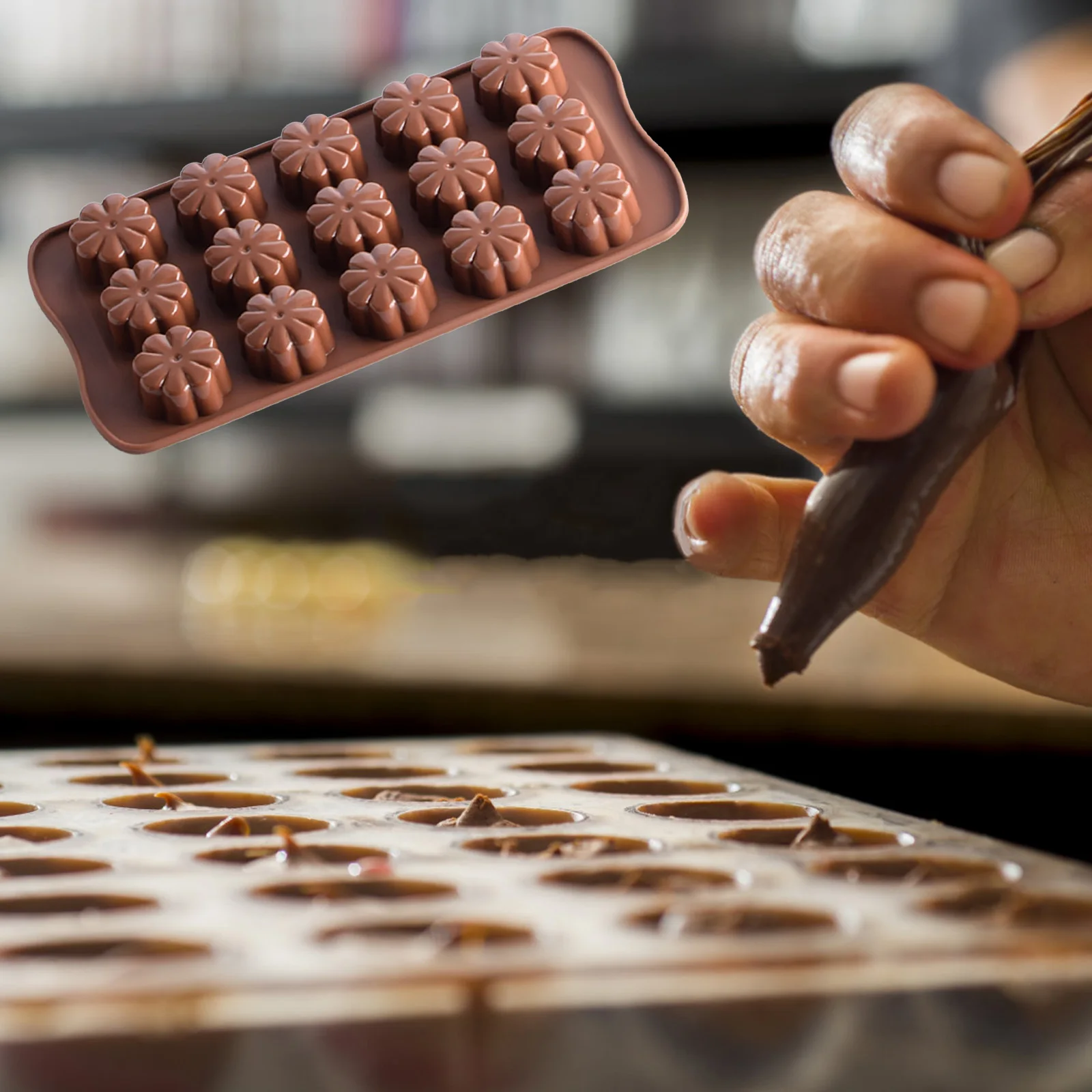 

Cake Mold Non-stick DIY 3D Brown Baking Tools 15 Shapes Candy Pudding Silicone Silicone Chocolate Mold