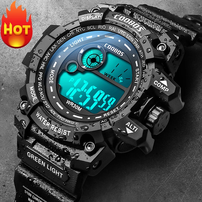 Часы мужские светодиодные цифровые спортивные водонепроницаемые с будильником