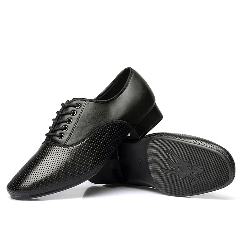Men Latin Salsa Tango Dance Shoes Modern Tango Salsa Leather Ballroom Shoes Square Heels Adults Children Boys Party Dance Shoes