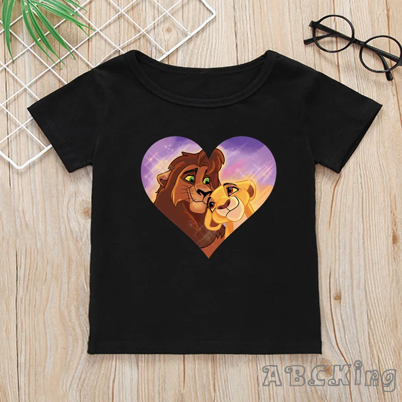 Детская футболка с принтом Король Лев муфаса и Симба летние топы короткими