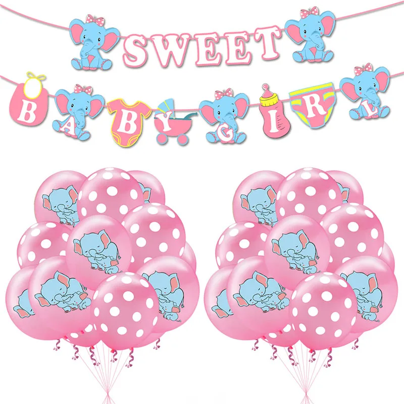 Розовый и синий латексный воздушный шар Конфетти набор со слоном вечерние