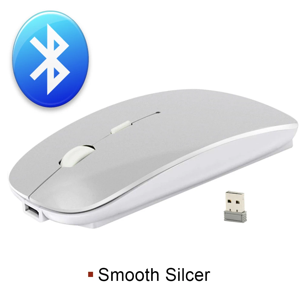 Imice Перезаряжаемые беспроводная мышь 2400DPI Точек на дюйм slient USB компьютерная мышка 2.4G встроенный литиевый Батарея мышь беспроводная для портативных ПК - Цвет: Bluetooth Silver