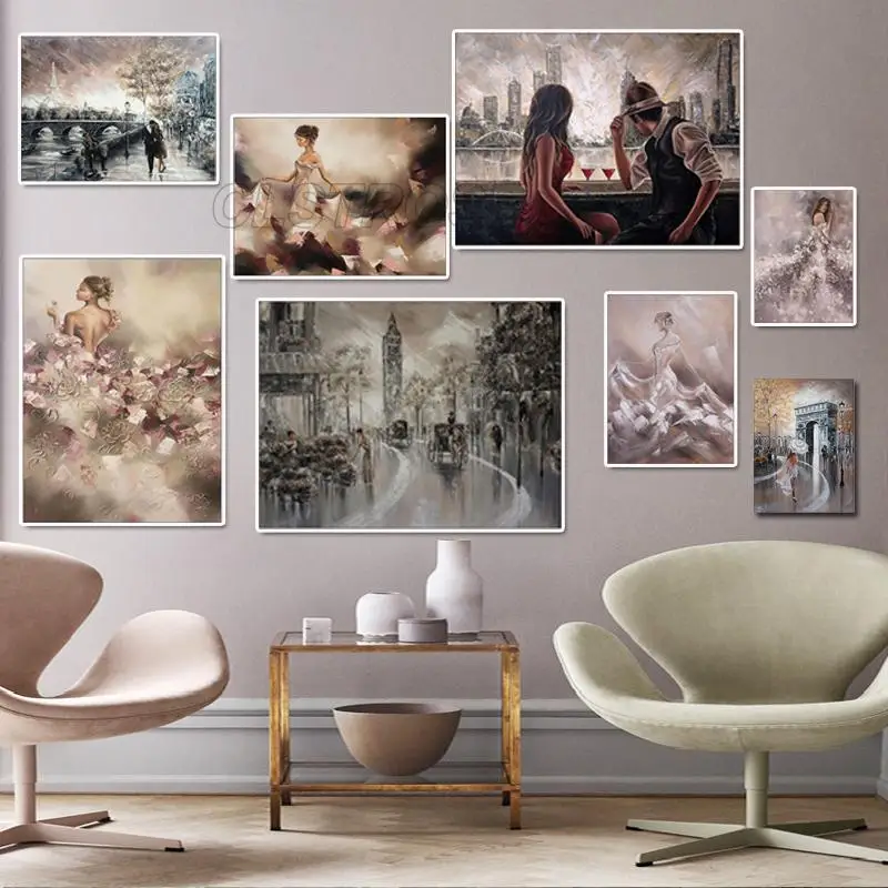 

Retro Figure Abstract Canvas Painting Home Decoration Dress Hd Print Nordic Poster Wall Pictures for Living Room Unframed